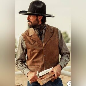 Schaefer Outfitters Bowie leather western cowboy riding rodeo vest Medium